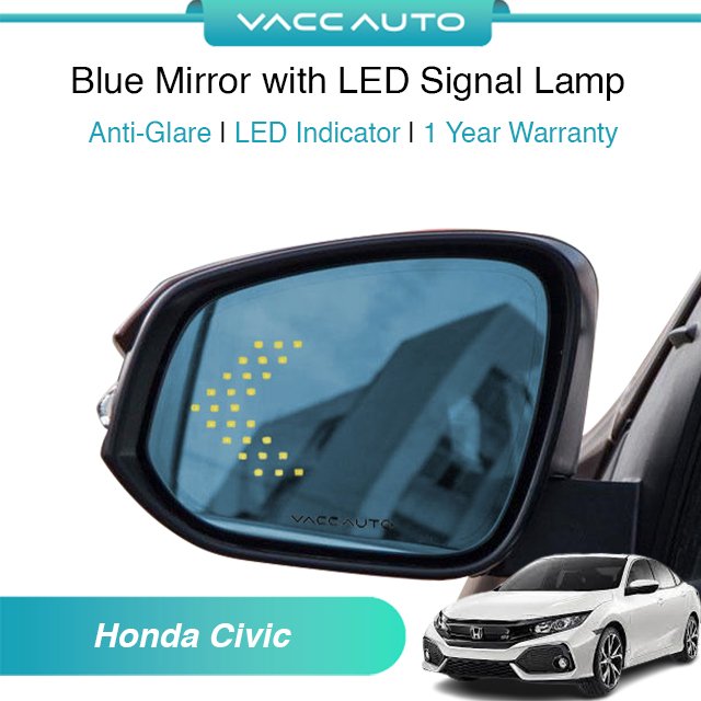Honda Civic Wide View LED Blue Mirror 2016-2021