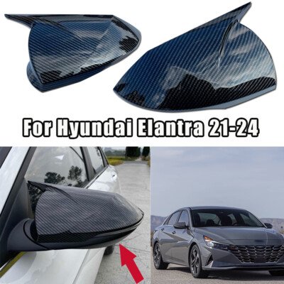 Hyundai Elantra Carbon Fiber Batman Style Side Mirror Covers 2020-2024